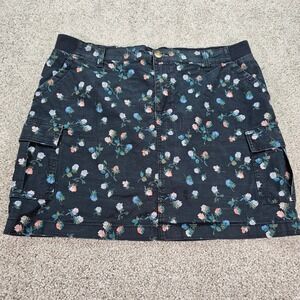 Lee Regular Fit Mid‎ Rise Skort Navy Blue Floral Print Cargo Pockets Size 16